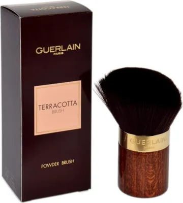 Productafbeelding van Guerlain Terracotta Light Poederkwast, Poederborstel, Afgerond, Fijne haren, Synthetisch, Zwart, Bruin, Hout