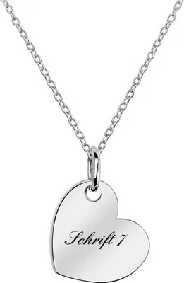 Produktbild von MATERIA by Matthias Wagner Gravur Kette mit Herz Anhänger - 925 Silber Herzkette Liebe rhodiniert 42-45cm KA-452