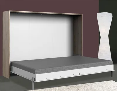 Produktbild von Schrankbett Juist Tagesbett 140x200cm weiß sanremo eiche horizontal klappbar