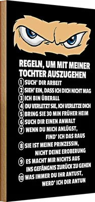 Produktbild von Holzschild Spruch 20x30cm Regeln um mit Tochter auszugehen