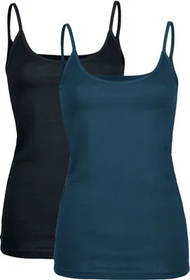 Produktbild von Black Premium by EMP Damen schwarz-blaue Basic Tops im Doppelpack M