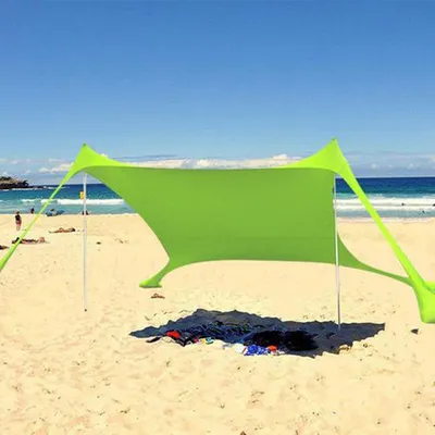 Zdjęcie produktu dla Parasol plażowy, ochrona przed słońcem, daszek przeciwsłoneczny, osłona przeciwsłoneczna do użytku podczas kempingu, przenośny, zielony, 210x150x170 cm