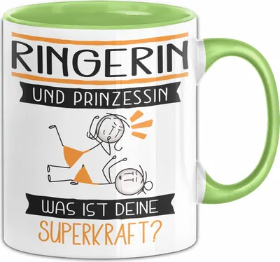 Produktbild von Ringerin Und Prinzessin Tasse Geschenk Für Eine Ringerin Geburtstag Was Ist Deine Superkraft (Grün)