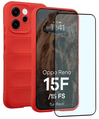 Produktbild von Robuste Handyhülle + gehärtetem Glas für Oppo Reno 15 F / FS, Bizon Tur Pack, Rot