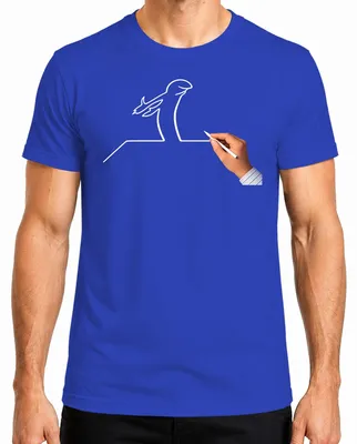 Imagen del producto de Camiseta para hombre, diseño "La Línea Osvaldo Cavandoli Balum Strichmännchen", color azul, talla XL