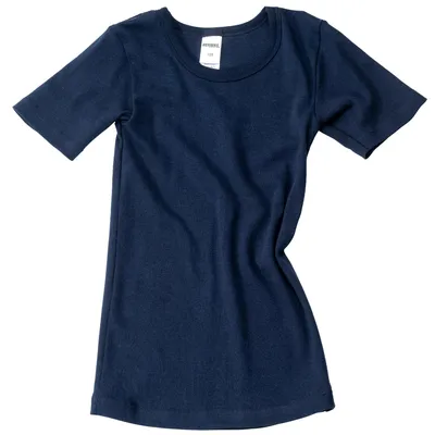 Produktbild von HERMKO 2810 Kinder halbarm Shirt aus 100% Baumwolle, kurzarm Unterhemd für Mädchen und Knaben , Farbe:marine, Größe:128