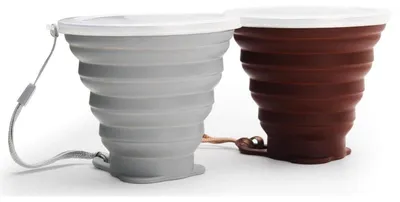 Produktbild von Faltbare Tasse Silikon 270ml Grau + Kaffee 2 Stück