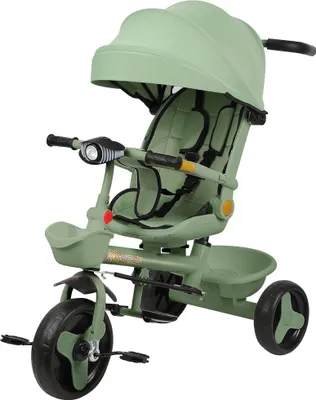 Produktbild von Kinderdreirad Dreirad mit Schubstange für Kinder drehbarer Sitz mit Musik Grün