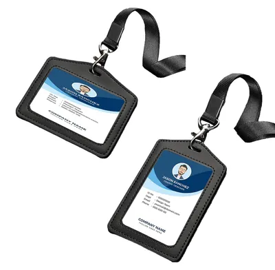 Produktbild von Set mit Ausweishüllen und Lanyards, Schlüsselanhänger-Ausweltern, Kreditkarten, Personalausweisen, Dienstausweisen, Studentenausweisen, Büro-Ausweisen