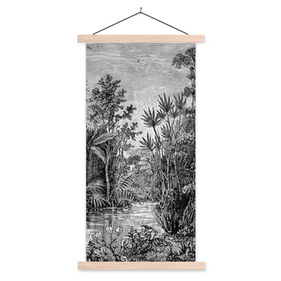 Produktbild von MuchoWow® Textilposter Dschungel - Wasser - Pflanzen 60x120 cm mit holzfarbenen Rahmen - Holz