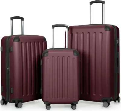 Image de HAUPTSTADTKOFFER - Spree - Set de valises 3 pièces Valises à coque rigide Valises de voyage avec extension Set trolley, TSA, 4 roulettes, S M & L, rouge foncé