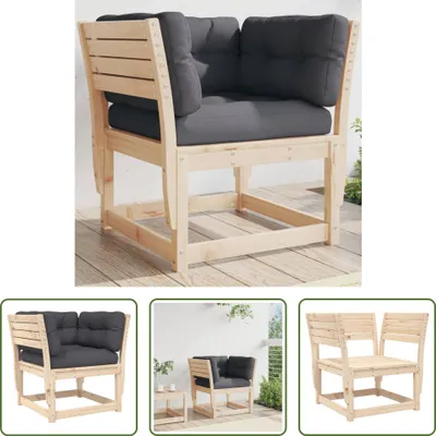Produktbild von The Living Store Gartensofa mit Armlehnen und Kissen Massivholz Kiefer