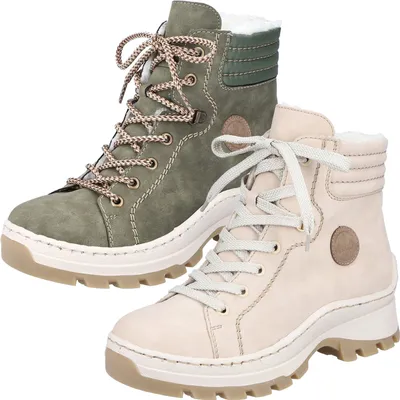 Produktbild von Rieker Damen Boot Stiefelette rustikal sportlich Reißverschluss Profilsohle X9334, Größe:39 EU, Farbe:Grün
