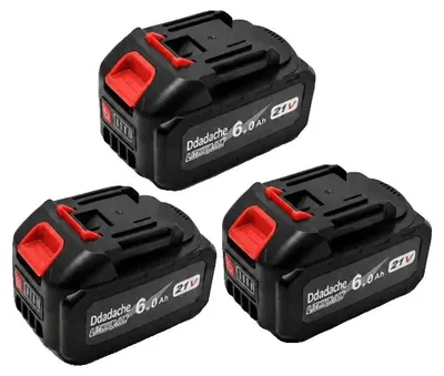 Image de Batterie lithium-ion, haute capacité 6000 mAh, compatible avec les outils sans fil, 21 V - 60 Ah - 3 pièces