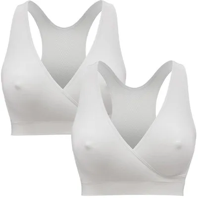 Image de Brassière d'allaitement KEEP COOL - Lot de 2 - Blanc - Taille M - Confort pour la Nuit - Soutien Doux pour Maman Allaitante