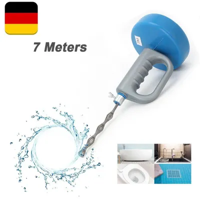 Produktbild von 7 m Rohrreinigungsspirale mit Handkurbel, Abflussreiniger für Waschbecken, Dusche, Badewanne und WC, manuelle Rohrreinigung