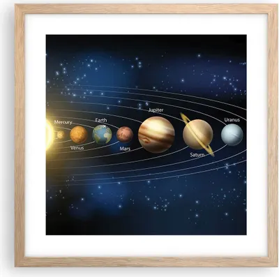 Produktbild von Gerahmtes Poster - Rahmen in heller Eiche - Kosmos Planet - 40x40 cm - Wand Bild - Wanddeko - Wandbilder - Kunstposter - Wandposter - Bilderrahmen - Bilder - Kunstdruck - Wandbild - P2NAC40x40-3650