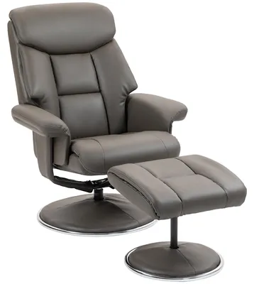 Produktbild von Relaxsessel mit Hocker, Rückenlehne verstellbar, Kunstleder, bis 150 kg, Grau