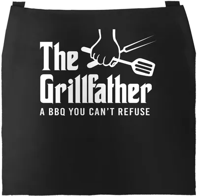 Produktbild von Grill-Schürze für Männer mit Spruch The Grillfather Grillbesteck Fun-Shirt für Männer und Paten Geschenk lustig Grillschürze Baumwoll-Schürze Küchenschürze Moonworks® schwarz unisize