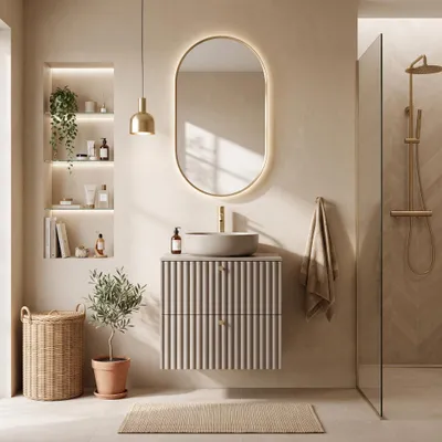 Immagine prodotto di Rodan Mobile sottolavabo 60cm - Scanalato Cashmere - Senza top - Soft-close - BELLO