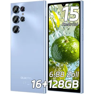 Produktbild von OUKITEL C61 Handy ohne Vertrag, Android 15 Smartphone 16GB RAM 128GB ROM, 6,88 Zoll Display, 5150mAh Akku, 4G Dual SIM, 13MP Kamera, Blau