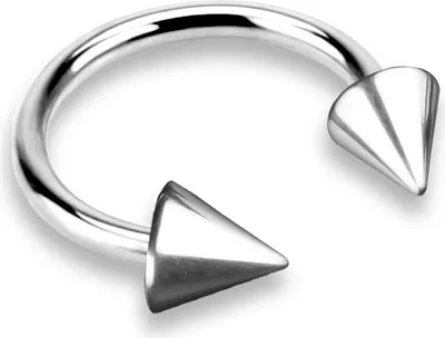 Produktbild von viva-adorno Hufeisen Piercing Edelstahl Spikes Augenbrauenpiercing Z55,Silber,1,2 x 8 x 3+3mm