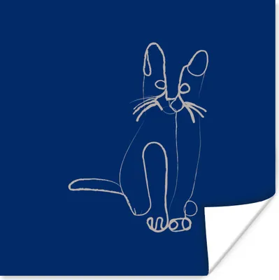 Produktbild von MuchoWow® Poster Haustier - Katze - Strichzeichnung 30x30 cm - Wandposter - Printing