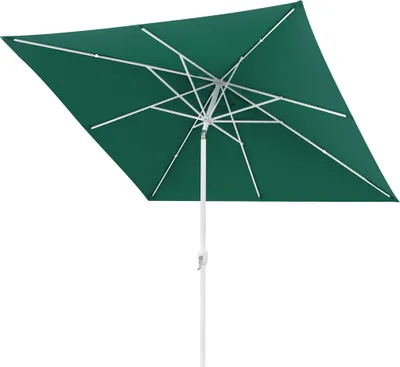 Produktbild von paramondo interpara Sonnenschirm, 3 x 3 m, quadratisch, grün, Gestell, weiß knickbar, Kurbelbedienung, Alu-Mast & Air Vent | Balkonschirm & Gartenschirm | Kurbelschirm