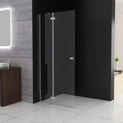 Produktbild von Duschwand Walk in Dusche 100x195 cm Pendeltüren Duschabtrennung mit Festteil Glas und Scharnier Drehtür Nischentür Sicherheitsglas