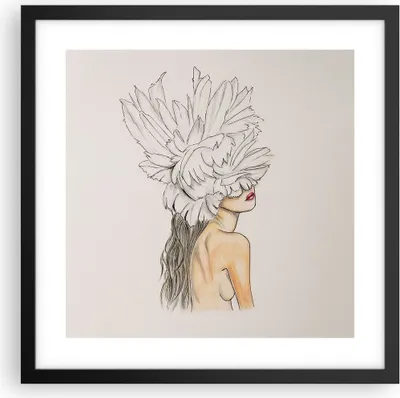 Produktbild von Gerahmtes Poster - Schwarzer Rahmen - Mode Frau Zeichnung - 40x40 cm - Wand Bild - Wanddeko - Wandbilder - Kunstposter - Wandposter - Bilderrahmen - Bilder - Kunstdruck - P2BAC40x40-4873