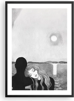 Produktbild von Gerahmtes Poster - Schwarzer Rahmen - Paar Liebhaber Mädchen - 50x70 cm - Wand Bild - Wanddeko - Wandbilder - Kunstposter - Wandposter - Bilderrahmen - Bilder - Kunstdruck - P2BPA50x70-5140