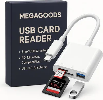 Obrázek produktu pro čtečka karet 3v1 USB-C pro SD CF TF MacBook Huawei Pro CZ.