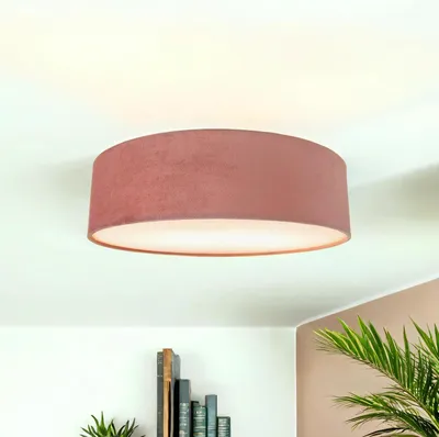 Produktbild von Deckenlampe Metall E27 rund D: 38 cm Rosa 2-flammig Modern Deckenleuchte