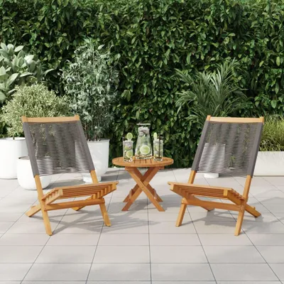 Immagine prodotto di vidaXL Sedie da giardino 2 pz. Legno massiccio grigio di acacia e polipropilene
