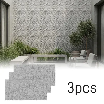 Zdjęcie produktu dla Panele ścienne UISEBRT, imitujące naturalny kamień, grubość 5 cm, 3 sztuki. Jasnoszary, strukturalny panel wewnętrzny, model B