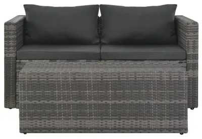 Obrázok produktu pre vidaXL 6-dielna záhradná obývacia súprava s čalúnením Poly Rattan Grey