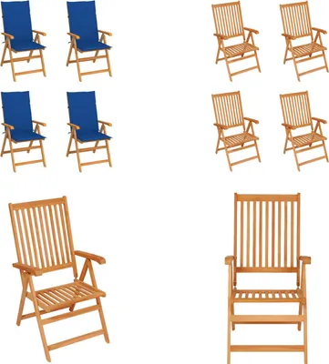 Immagine prodotto di vidaXL Sedie da giardino 4 pezzi con cuscini blu reale in legno massiccio di teak - sedia da giardino - sedie da giardino - poltrona da giardino - sedia pieghevole