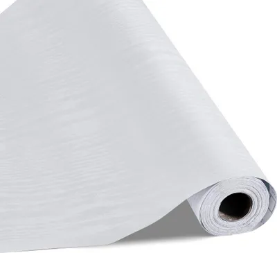 Produktbild von Selbstklebende Tapete 45 cm x 10 m - Wandtapete & Möbelfolie in Weißer Holzoptik - Dekorativer Möbelaufkleber und Vinylrolle für Schlafzimmer, Küche, Büro, Bad und Schreibtisch