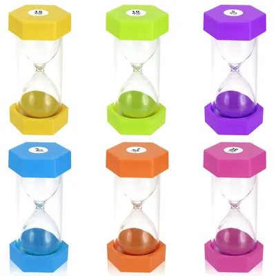 Productafbeelding van Set van 6 Kleurrijke Zandlopers voor Kinderen - 1/3/5/10/15/30 Minuten
