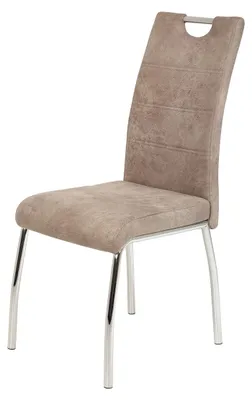 Esszimmerstuhl Susi, Mikrofaser Vintage Beige, Chromgestell, 120 kg