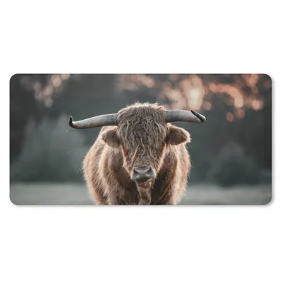 Produktbild von MuchoWow® Mauspad Mousepad Schottischer Highlander - Tier - Sonnenuntergang 60x30 cm - Mousepads - Maus Mat - Pad - Mausunterlage - Nachhaltig