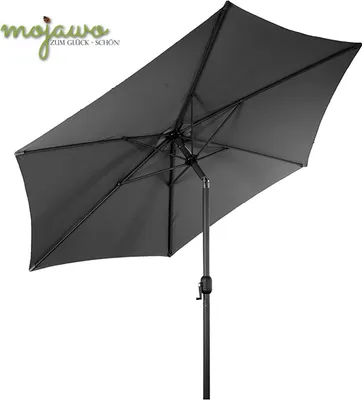 Produktbild von Alu Gartenschirm Ø 3m – Knickbarer Sonnenschirm UV30 Kurbel Steingrau