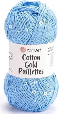 Produktbild von Yarnart Baumwolle Gold Paillettes Blau-Silber Glanzgarn für schimmernde Designs