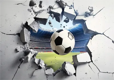 Produktbild von Fototapete Kinderzimmer Junge 3D Effekt Fußball - 350x250 cm - inklusive kleister - Vlies Tapete Kinder - Vliestapete Modern Wandtapete - Kindertapete