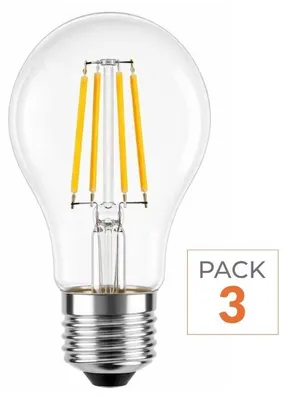 Produktbild von 3er-Pack LED-Glühbirnen E27 A60 3.8W Filament  210lm/W - Warmweiß 2300K - 3500K