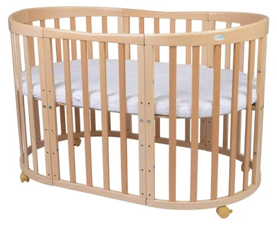 Produktbild von Waldin Ovales 7-in-1-Kinderbett mit Matratze Natur