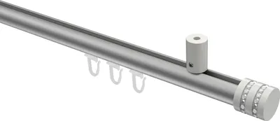 Produktbild von Interdeco Innenlaufstange / Gardinenstange mit Innenlauf Silbergrau / Weiß, Typ Sonius Estana (Glitzerkappe) Deckenmontage, 20 mm Ø 1-läufig, 200 cm
