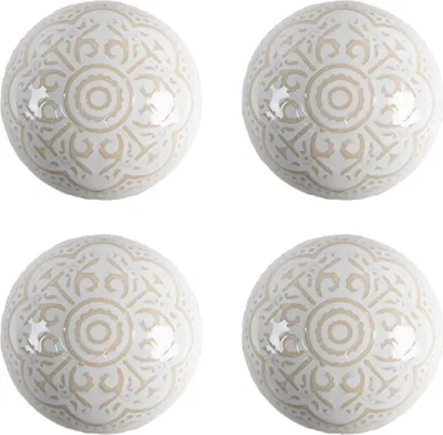 Produktbild von Clayre & Eef 65304 Türknopf Keramik Weiß Gold Muster Ø4x3 cm