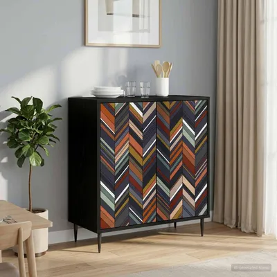 Immagine prodotto di vidaXL Credenza laterale OMMEN, colore nero, aspetto legno di quercia, dimensioni 69 x 33 x 76 cm