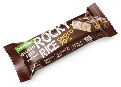 Produktbild von Benlian Rocky Rice Choco 70% Riegel, glutenfrei (18 g)